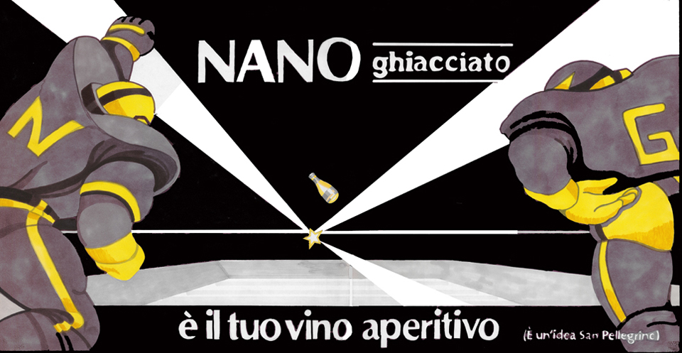 Uno champagne nano ( maquette pubblicità Sanpellegrino)