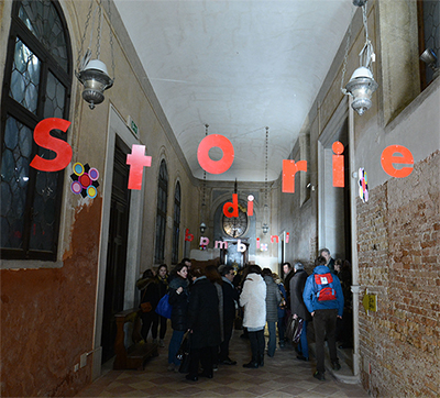 STORIE DI BAMBINI The entrance of the exhibition in Venice